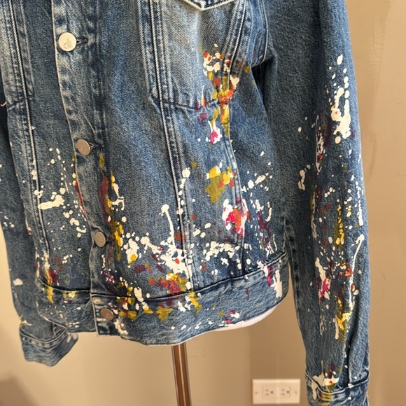 Calvin Klein Jeans Cotton Paint Splatter Colorful Denim Jacket Size S - Picture 5 of 16